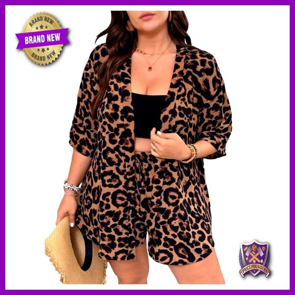 Other - Plus Size 2 Piece Kimono Shorts Set Summer Vacation Outfit